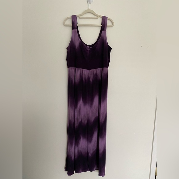R&M Richards Maxi‎ Dress 22 Purple Ombre' Tie-Dye Sleeveless Y2K Baby Doll Boho - Picture 4 of 12